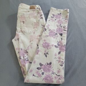 American Eagle Outfitters Purple and White Straight Leg Jeans